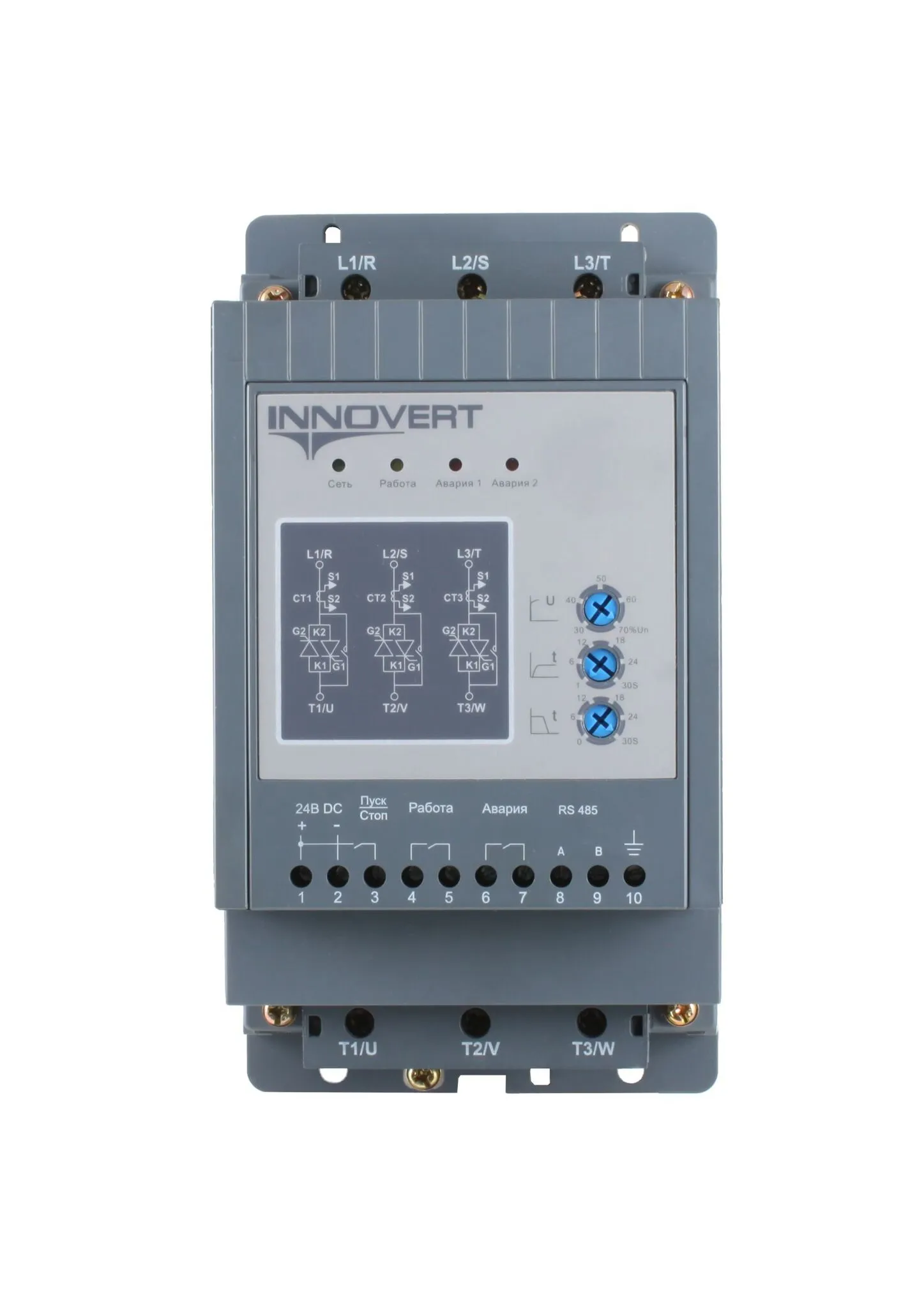 INNOVERT устройство плавного пуска , номинальный ток 22 а, питание управления 24в dc, rs-485 SSD113D43E