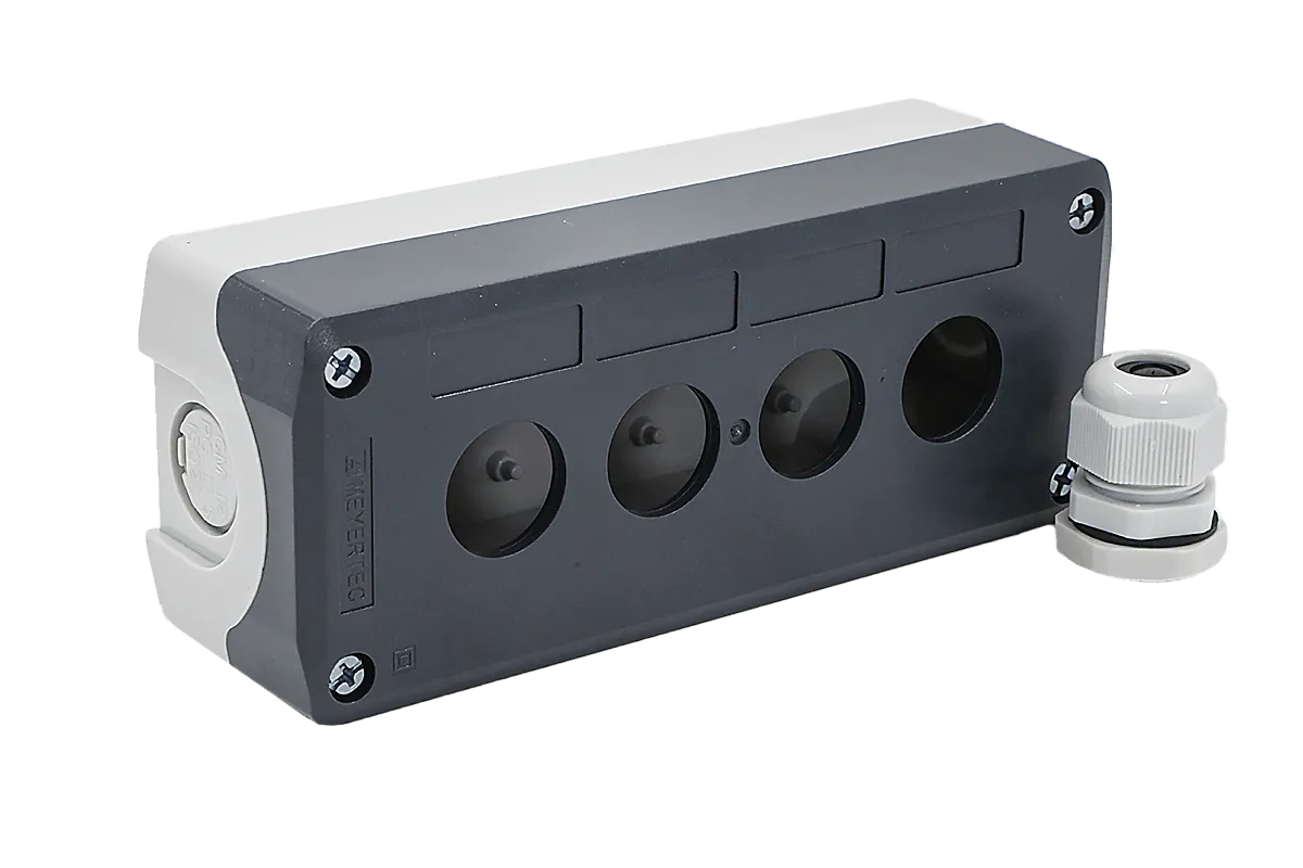 Корпус кнопочного поста, 4 места, серый, IP67